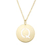 14K Yellow Gold Disc Initial Q Necklace