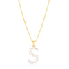 14K Yellow Gold Pearl S Initial Necklace