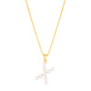 14K Yellow Gold Pearl X Initial Necklace