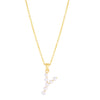 14K Yellow Gold Pearl Y Initial Necklace