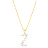 14K Yellow Gold Pearl Z Initial Necklace