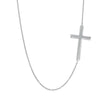 14K White Gold Flat Cross Necklace
