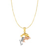 10K Tri-Color Gold Dolphin Necklace