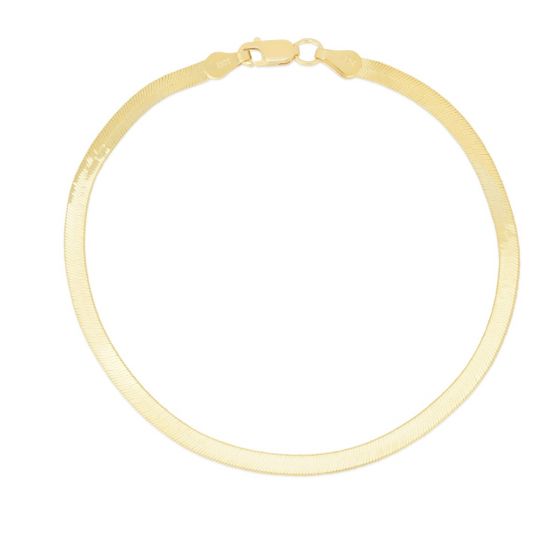 14K Yellow Gold 1.5mm Beveled Herringbone Chain Anklet