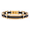 Solid Carbon Graphite & Gold Plated with Clear CZ Stone ID Link Bracelet