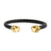 Black Leather with Gold Plated Skull Cuff Bracelet