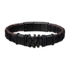 Steel & Black Plated Brown Leather Bohemian Bracelet