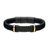 Black Leather with Rose Gold Plated ID Bracelet