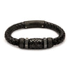 Black Braided Leather with Steel Black Plated Beads Bracelet