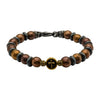 Brown & Black Beads in Cross & Skull Bracelet with Lobster Clasp