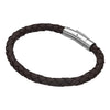 Single Dark Brown Braided Leather Bracelet