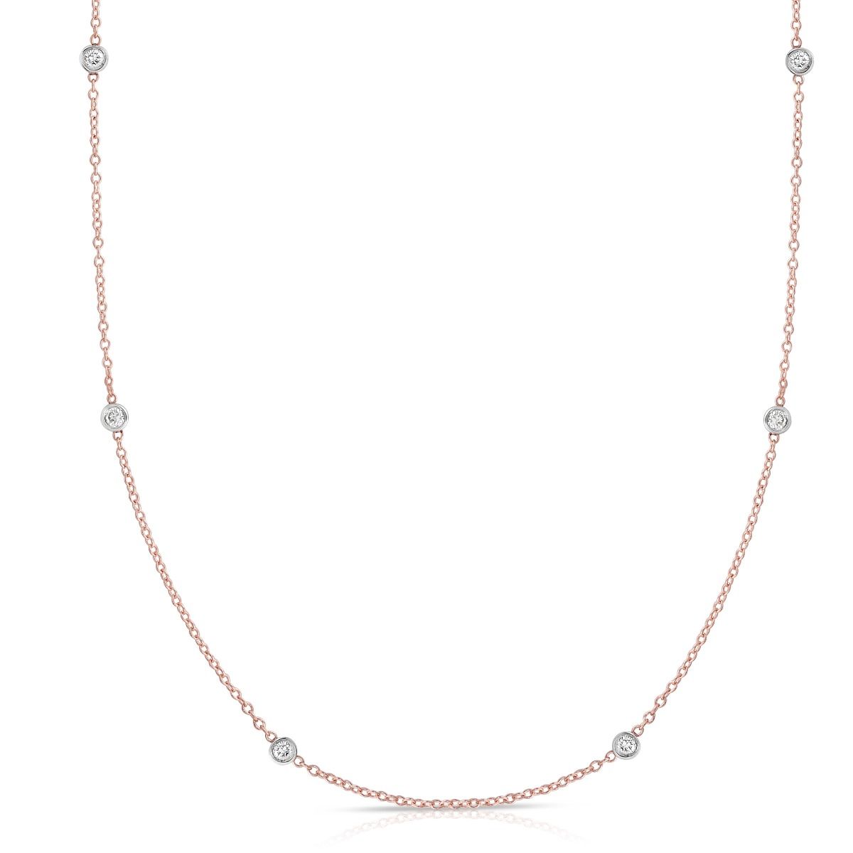 14K Rose Gold .25 Carat Diamonds by the Yard Necklace