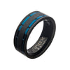 Blue & Black IP Carbon Fiber Hammered Spinner Ring