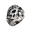 Black Oxidized Flamed Skull Ring