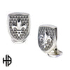 Hollis Bahringer Stainless Steel & Carbon Fiber Fleur de Lis Cuff Links