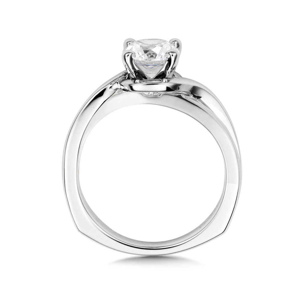 14K White Gold Solitaire Twist Engagement Ring