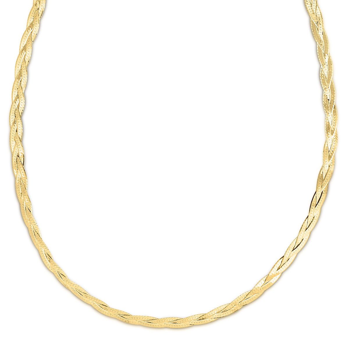 14K Yellow Gold Braided Herringbone Bracelet Necklace