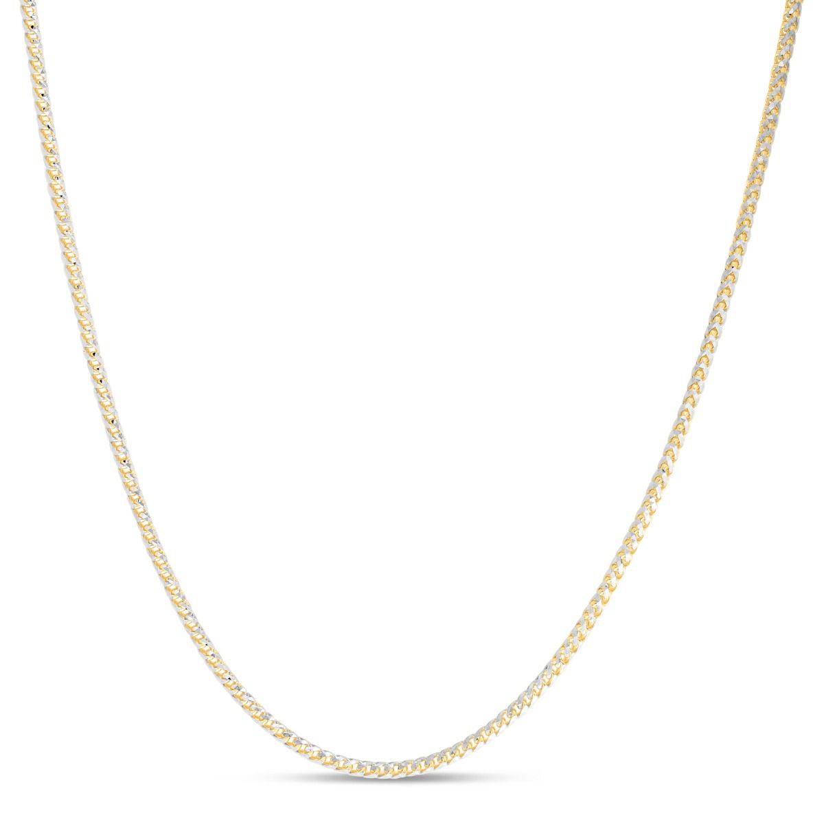 14K Two-Tone Gold 2.3mm Round Pave Franco Chain Necklace