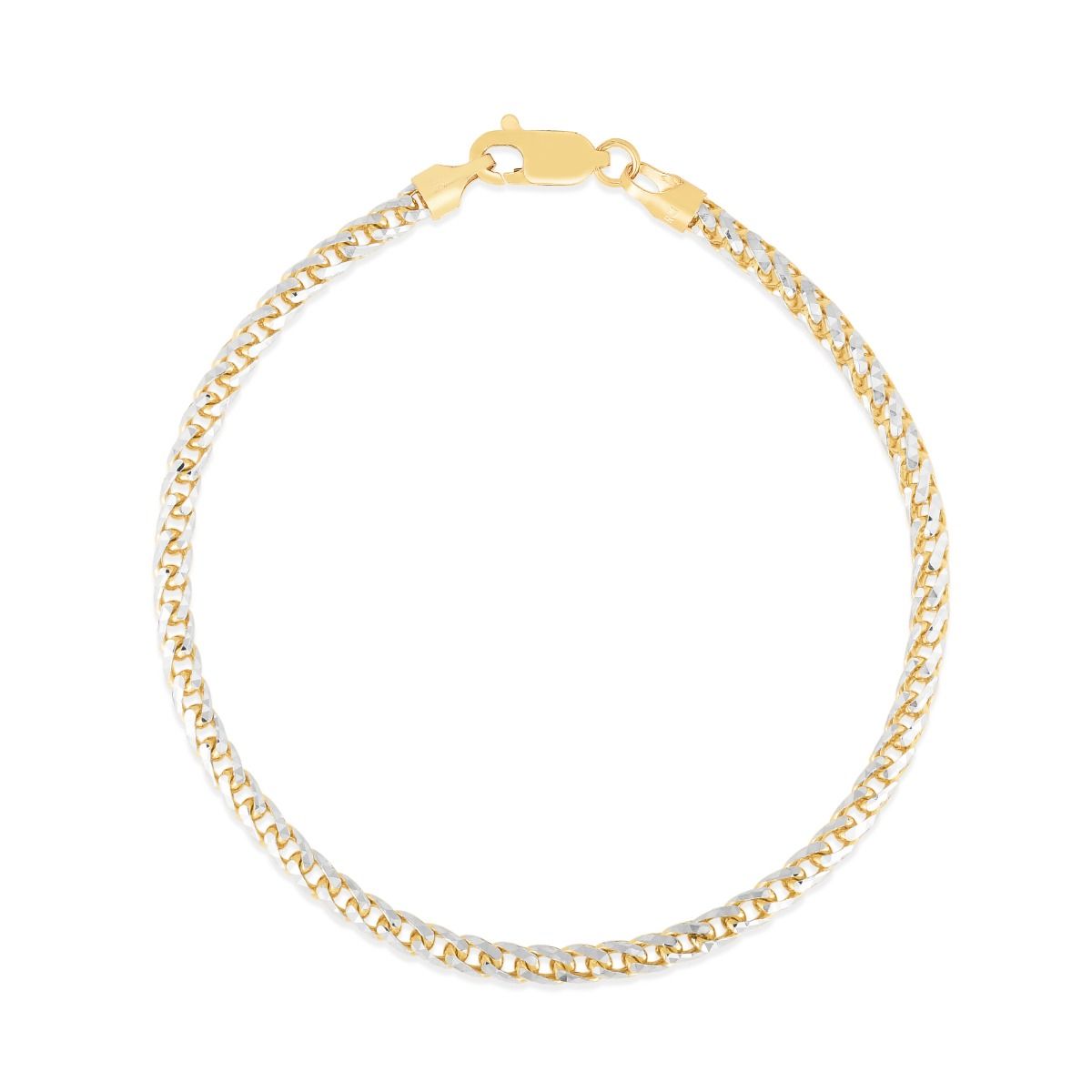 14K Two-Tone Gold 3.2mm Round Pave Franco Chain Bracelet