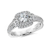 14K White Gold Cushion Shape Semi-Diamond Halo Engagement Ring