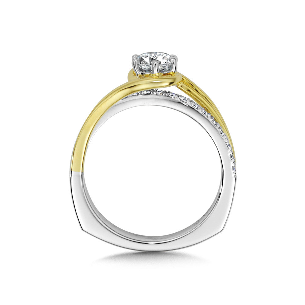 14K Two-Tone Gold Bypass Wrap Diamond Engagement Ring