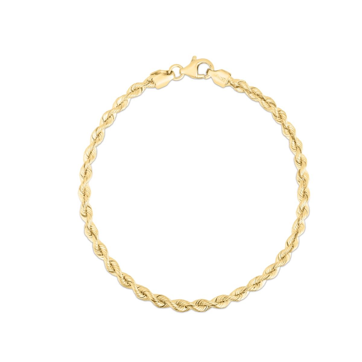 14K Yellow Gold 3mm Silk Rope Chain Necklace