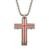 Steel & Red-Plated Dante Cross Pendant with Chain Necklace