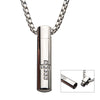 Stainless Steel Stash Cross Pendant with Clear CZ & Steel Box Chain Necklace