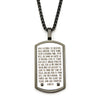 Black Plated with Lord's Prayer & Black CZ Gem Dog Tag Pendant with Chain Necklace