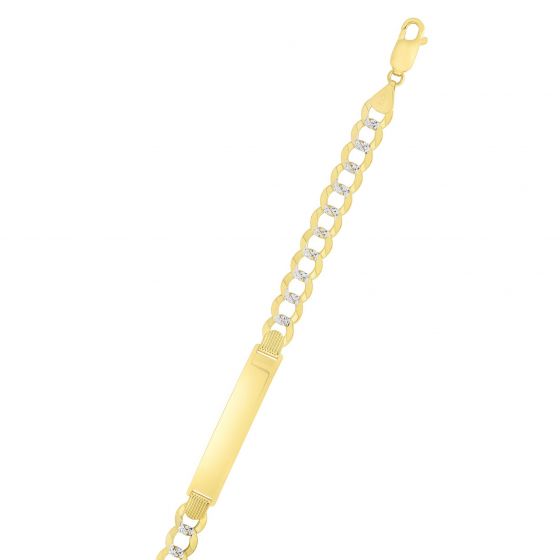 14K Two-Tone Gold 6.7mm Pave Curb ID Bracelet
