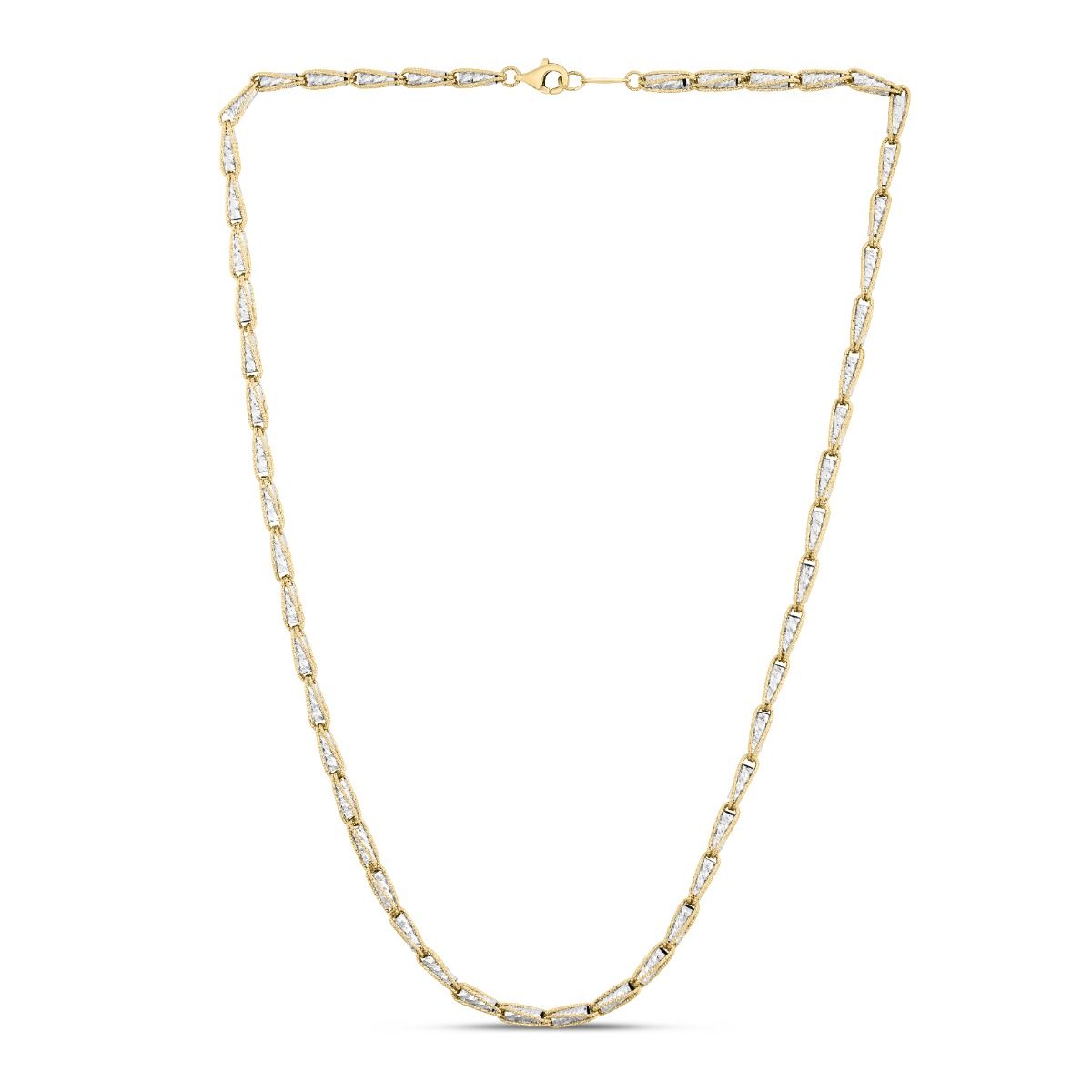 14K Two-Tone Gold Diamond Cut Link Chain Necklace